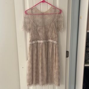 Needle & Thread taupe beaded dress